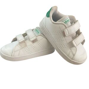 Adidas White and Green Velcro Sneakers